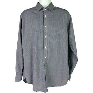 Jack Stone by Thomas Dean Button Up Shirt Men Size XL Blue White Purple Check
